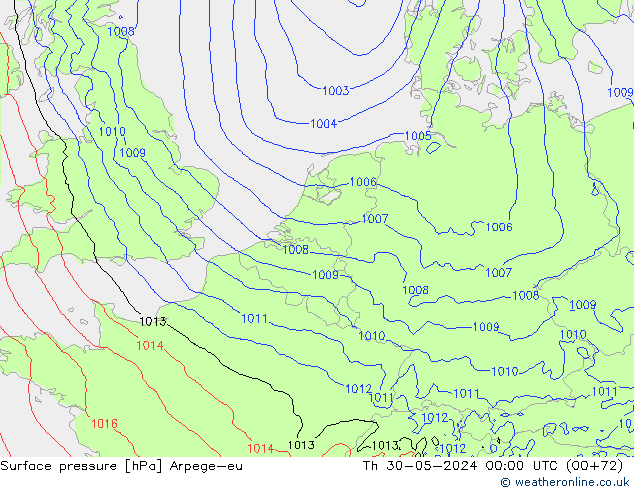 Surface pressure Arpege-eu Th 30.05.2024 00 UTC