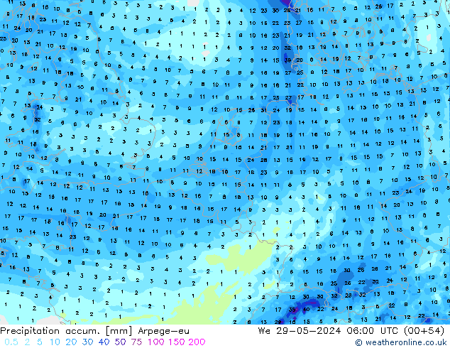 Precipitation accum. Arpege-eu St 29.05.2024 06 UTC