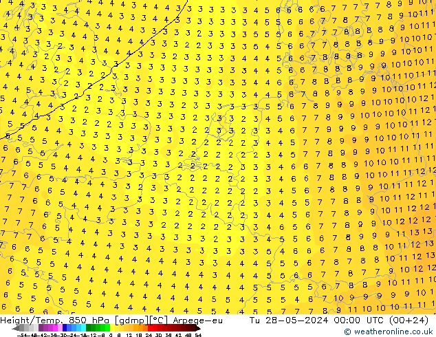 Height/Temp. 850 hPa Arpege-eu Út 28.05.2024 00 UTC