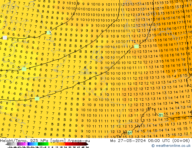 Hoogte/Temp. 925 hPa Arpege-eu ma 27.05.2024 06 UTC