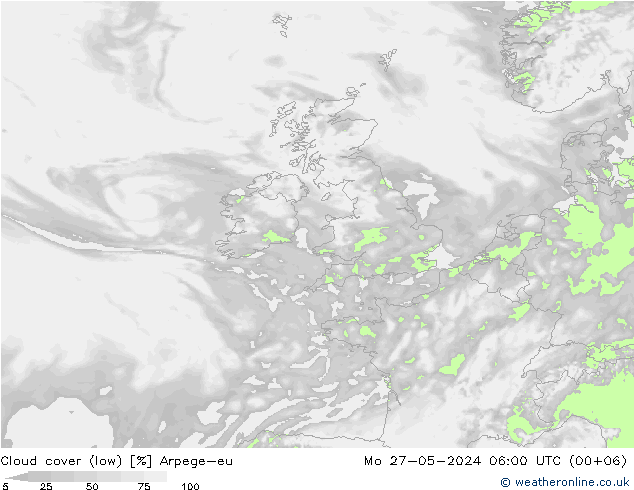 zachmurzenie (niskie) Arpege-eu pon. 27.05.2024 06 UTC