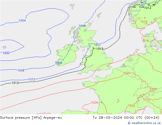 Yer basıncı Arpege-eu Sa 28.05.2024 00 UTC