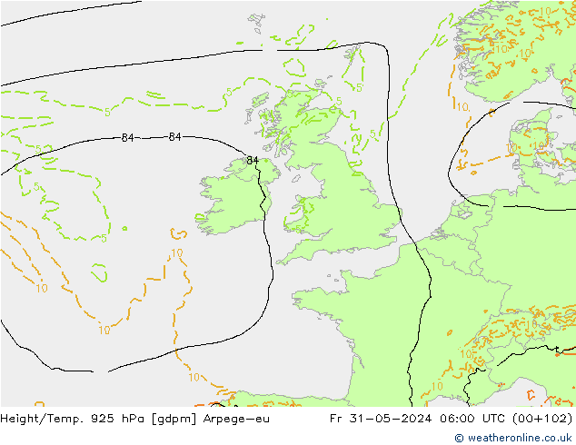 Height/Temp. 925 hPa Arpege-eu Fr 31.05.2024 06 UTC