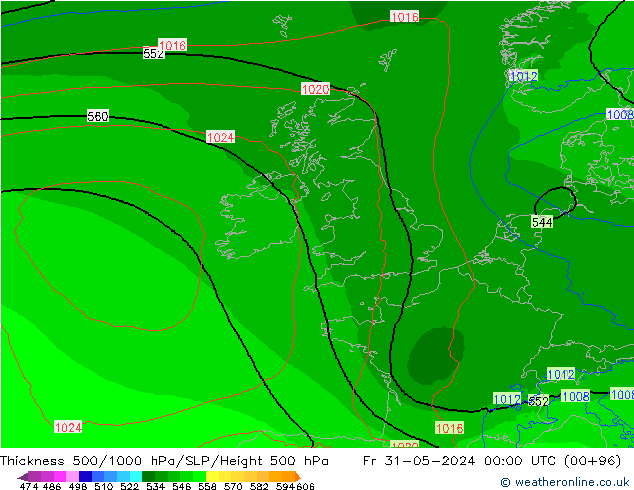 Thck 500-1000hPa Arpege-eu Sex 31.05.2024 00 UTC