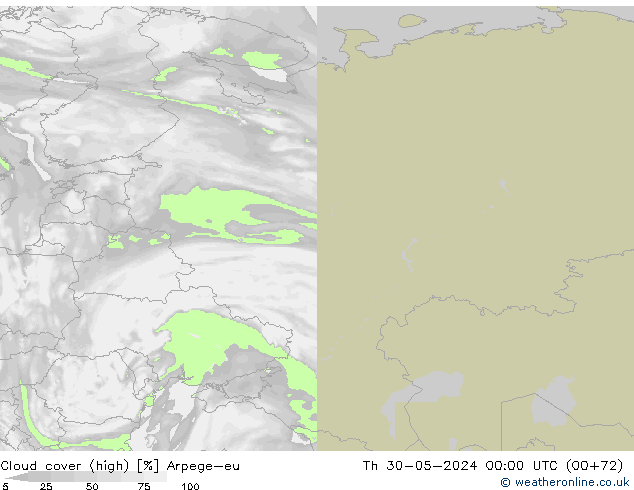 zachmurzenie (wysokie) Arpege-eu czw. 30.05.2024 00 UTC