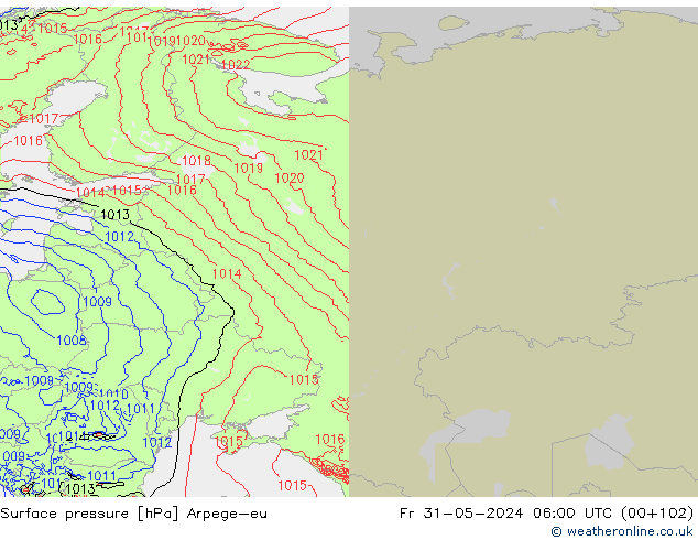 приземное давление Arpege-eu пт 31.05.2024 06 UTC