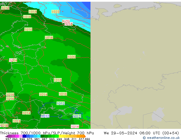 700-1000 hPa Kalınlığı Arpege-eu Çar 29.05.2024 06 UTC