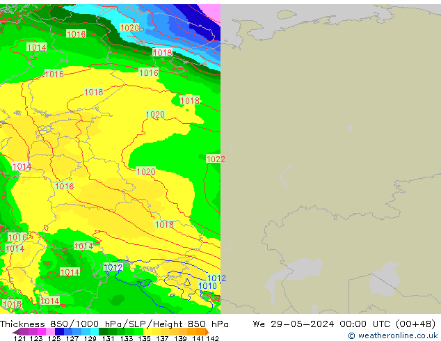 Thck 850-1000 hPa Arpege-eu Qua 29.05.2024 00 UTC