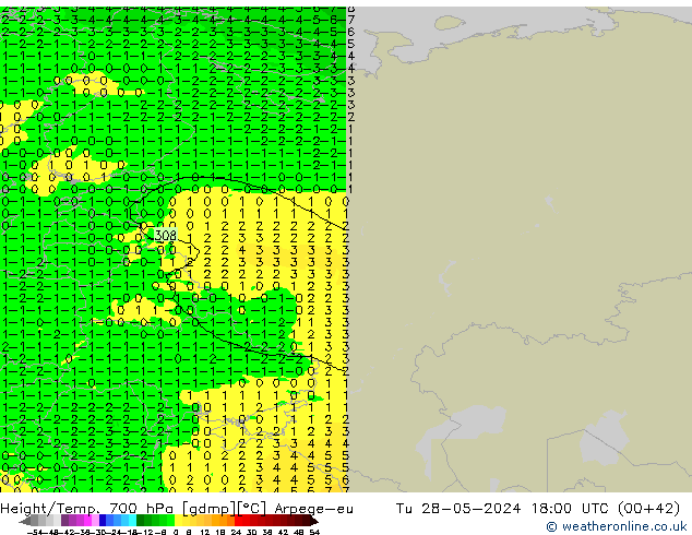 Height/Temp. 700 hPa Arpege-eu mar 28.05.2024 18 UTC