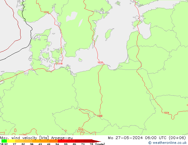 Maks. Rüzgar Hızı Arpege-eu Pzt 27.05.2024 06 UTC