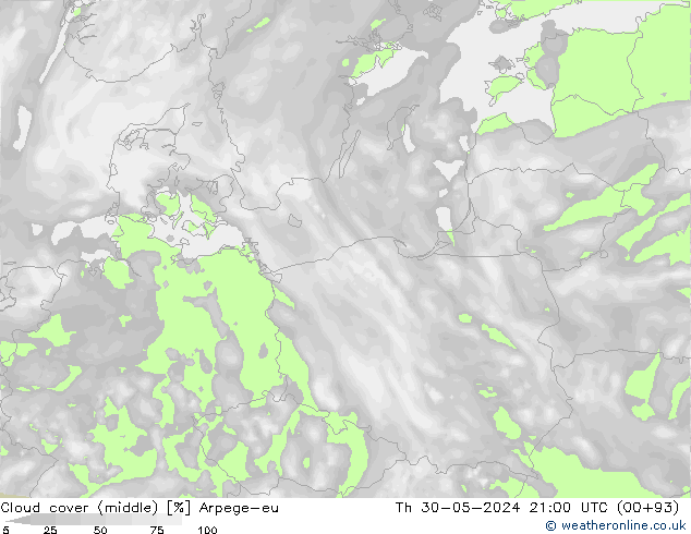 Bewolking (Middelb.) Arpege-eu do 30.05.2024 21 UTC