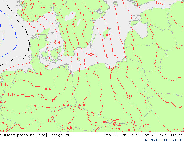 приземное давление Arpege-eu пн 27.05.2024 03 UTC