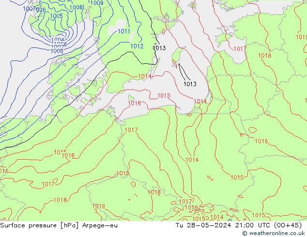 pression de l'air Arpege-eu mar 28.05.2024 21 UTC