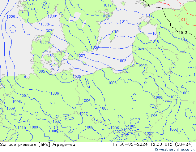 приземное давление Arpege-eu чт 30.05.2024 12 UTC