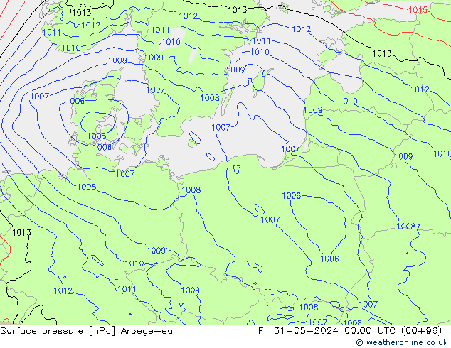 Surface pressure Arpege-eu Fr 31.05.2024 00 UTC