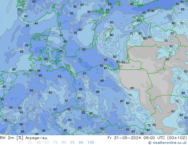 RH 2m Arpege-eu Fr 31.05.2024 06 UTC