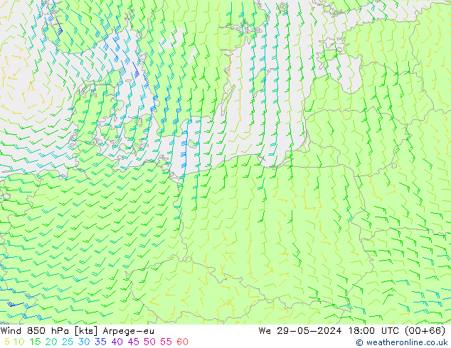 Rüzgar 850 hPa Arpege-eu Çar 29.05.2024 18 UTC