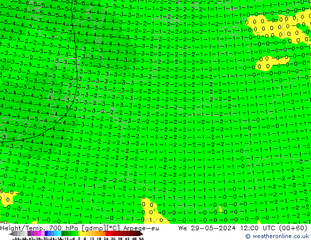 Height/Temp. 700 hPa Arpege-eu St 29.05.2024 12 UTC