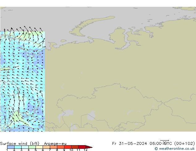 10 m (bft) Arpege-eu  31.05.2024 06 UTC