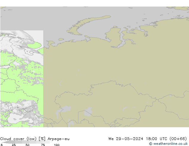 Nuages (bas) Arpege-eu mer 29.05.2024 18 UTC