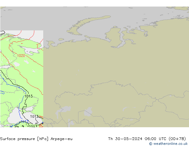 Surface pressure Arpege-eu Th 30.05.2024 06 UTC