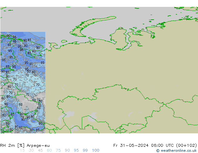 RH 2m Arpege-eu пт 31.05.2024 06 UTC