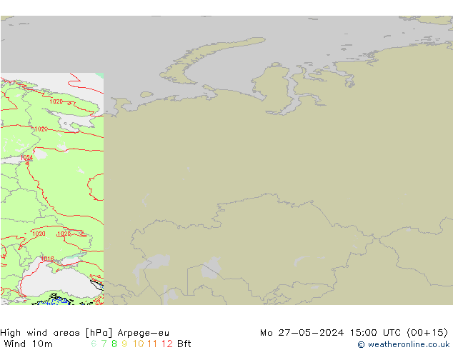 High wind areas Arpege-eu пн 27.05.2024 15 UTC