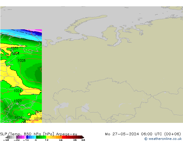 SLP/Temp. 850 hPa Arpege-eu ma 27.05.2024 06 UTC