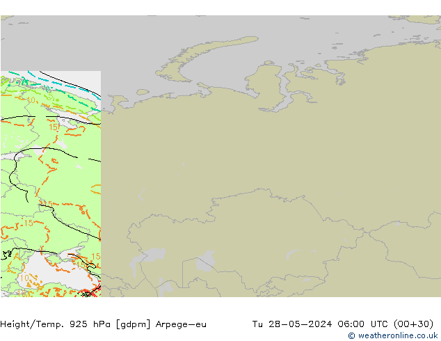 Height/Temp. 925 гПа Arpege-eu вт 28.05.2024 06 UTC