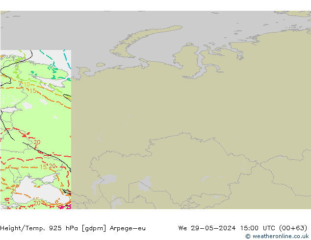 Height/Temp. 925 hPa Arpege-eu Mi 29.05.2024 15 UTC