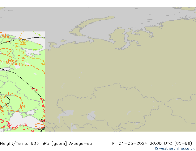 Height/Temp. 925 hPa Arpege-eu Fr 31.05.2024 00 UTC