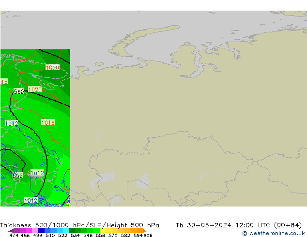 500-1000 hPa Kalınlığı Arpege-eu Per 30.05.2024 12 UTC