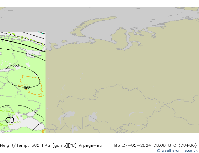 Height/Temp. 500 hPa Arpege-eu Mo 27.05.2024 06 UTC