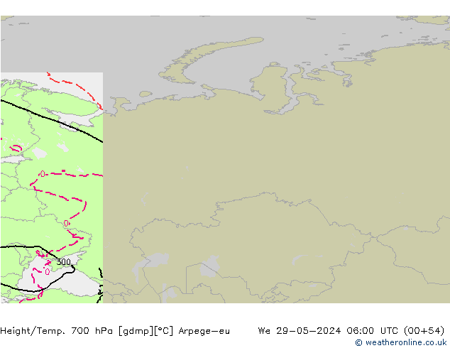 Geop./Temp. 700 hPa Arpege-eu mié 29.05.2024 06 UTC