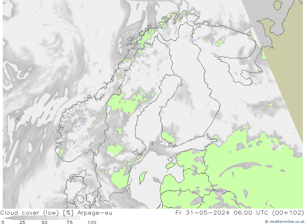 zachmurzenie (niskie) Arpege-eu pt. 31.05.2024 06 UTC