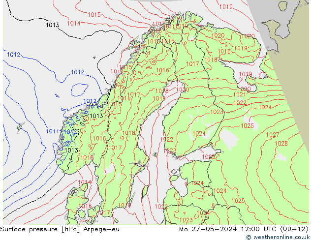 Presión superficial Arpege-eu lun 27.05.2024 12 UTC