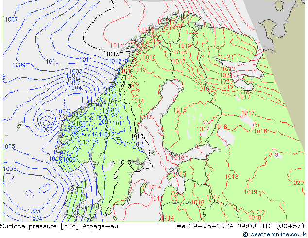 pressão do solo Arpege-eu Qua 29.05.2024 09 UTC