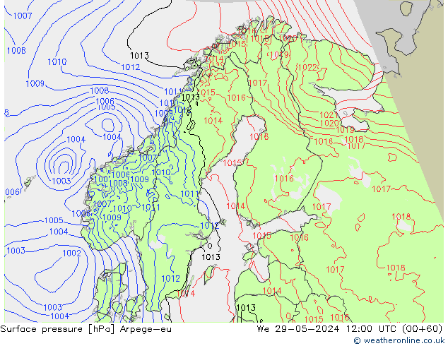 pressão do solo Arpege-eu Qua 29.05.2024 12 UTC