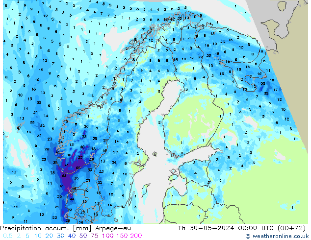 Toplam Yağış Arpege-eu Per 30.05.2024 00 UTC