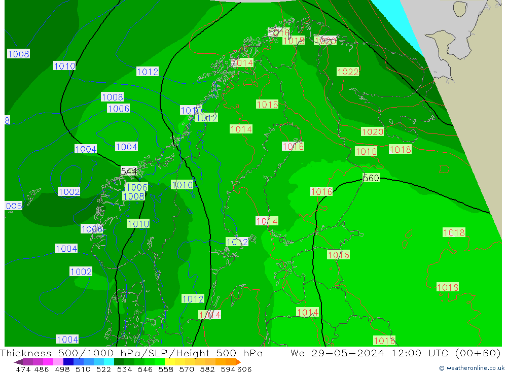 Thck 500-1000гПа Arpege-eu ср 29.05.2024 12 UTC