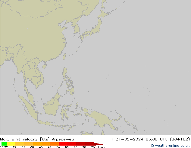 Max. wind velocity Arpege-eu  31.05.2024 06 UTC