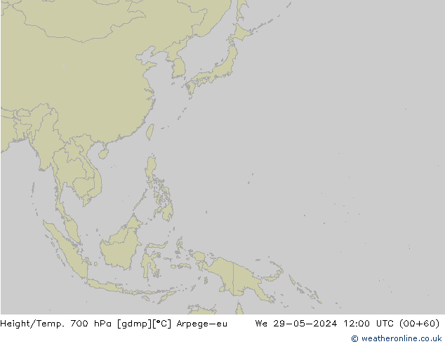 Geop./Temp. 700 hPa Arpege-eu mié 29.05.2024 12 UTC