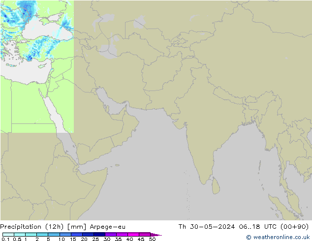 Precipitação (12h) Arpege-eu Qui 30.05.2024 18 UTC