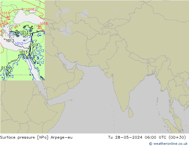 Surface pressure Arpege-eu Tu 28.05.2024 06 UTC