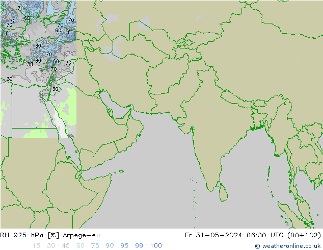 RH 925 hPa Arpege-eu Fr 31.05.2024 06 UTC