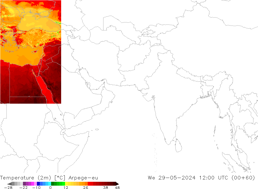 Temperature (2m) Arpege-eu We 29.05.2024 12 UTC