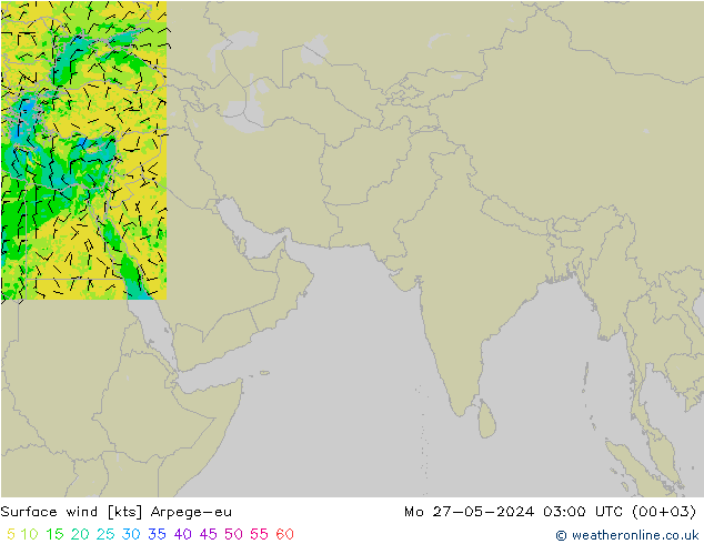 ветер 10 m Arpege-eu пн 27.05.2024 03 UTC