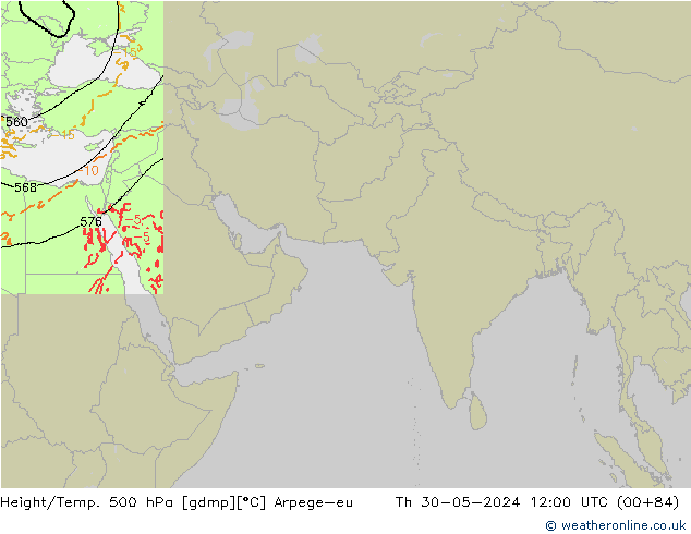 Height/Temp. 500 hPa Arpege-eu gio 30.05.2024 12 UTC