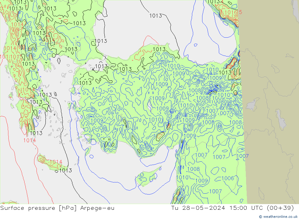 Surface pressure Arpege-eu Tu 28.05.2024 15 UTC