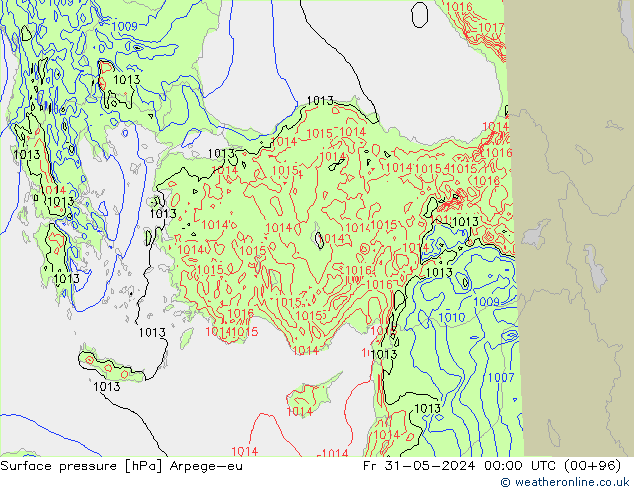 приземное давление Arpege-eu пт 31.05.2024 00 UTC